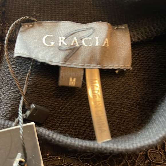 NWT Garcia - black lace exposed long sleeve - Goth, Romantic- size M - Picture 3 of 6